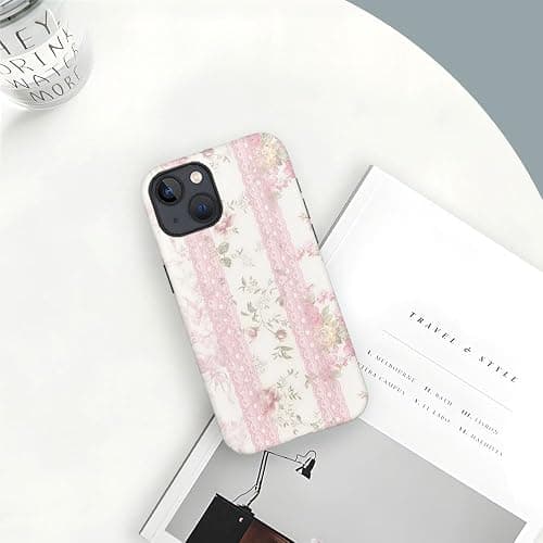 Case for iPhone 15,Fits Frosted Case Design for Girl Women,Floral with Lace Vintage thumbnail 4