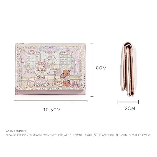 HOKMAH Cute Wallet Girls Short Purse Coquette Accessories Coquette Stuff Trifold Kawaii Wallet Women Small Preppy Aesthetic Card Holder Cutecore Harajuku (Bunny Bear) thumbnail 3