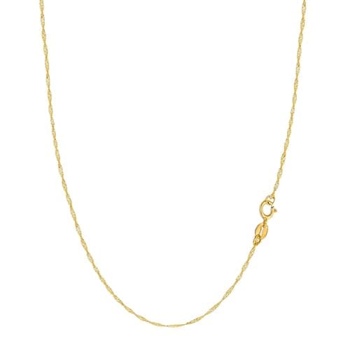 MONVAU 14K Yellow or White Gold Singapore Chain Dainty Gold Necklace For Women with Spring Ring Clasp - Image 1