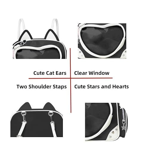 Kawaii Ita Bag Cat Pin Backpack Shoulder Crossbody Bag for Miku Anime Heart Clear Layer with Insert thumbnail 5