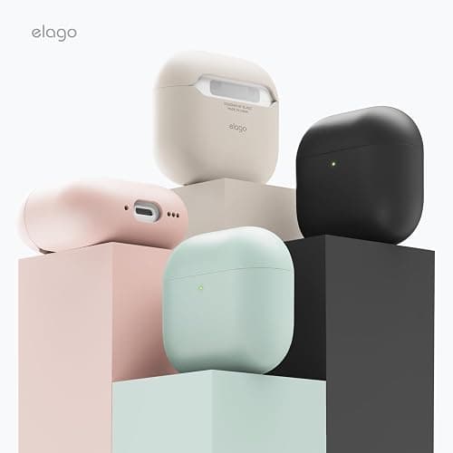 elago Liquid Hybrid Case Compatible with AirPods 4th Generation Case - Compatible with AirPods 4 Case Cover, Triple Layer Protection, Wireless Charging, Shock Resistant, Easily Cleaned (Black) thumbnail 7