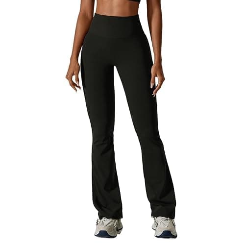 AHIOJEGX Yogahosen Flare Leggings Yoga Hosen Frauen Hohe Taille Breite Bein Hosen Frauen Gym Fitness Sport Schwarz Ausgestellte Hose Latin Dance Hosen(Advanced Black,S) - Image 1