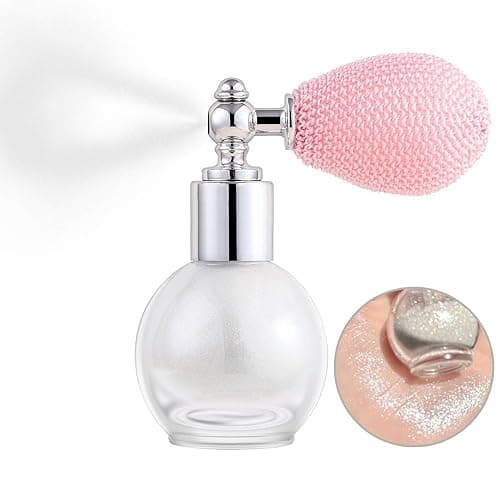 Pearl White Highlighter Spray, Loose Shimmer Powder Spray High Gloss Makeup for Face and Body, Long Lasting Glitter Hairspray for Rave Music Festival Party, Stage, Performance, Nightclubs, #1 - Pearl White