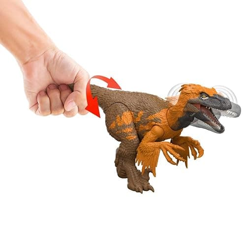Mattel Jurassic World Rebirth Wild Roar Utahraptor Dinosaur Toy with Tail-Controlled Chomp Multi-Direction Attack & Sound, Posable & Digital Play thumbnail 4
