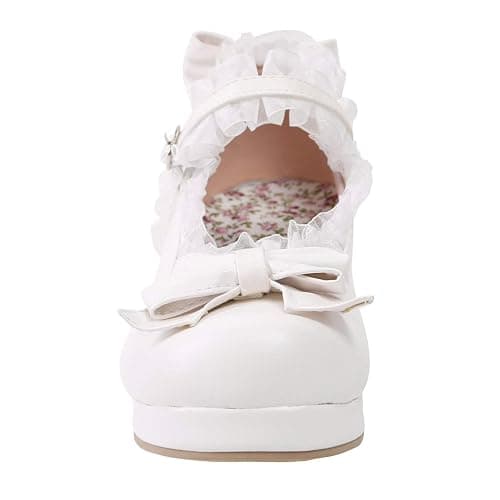 LUXMAX Women Kawaii Mid Block Heel Mary Jane Rockabilly Pumps with Bow Platform Chunky Heel Cute Sweet Shoes thumbnail 3