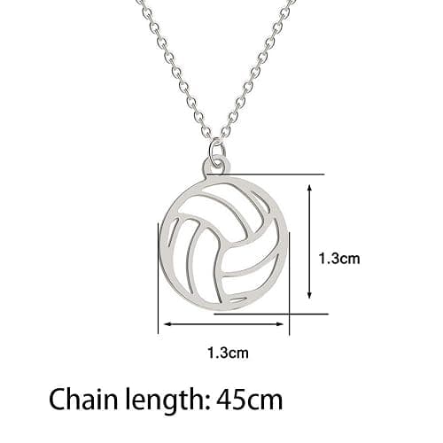HUJUON Stainless Steel Hollow Volleyball Necklace,Cute Geometric Volleyball Sports Pendant Necklace,Football Clavicle Chain Necklace for Women Men thumbnail 6