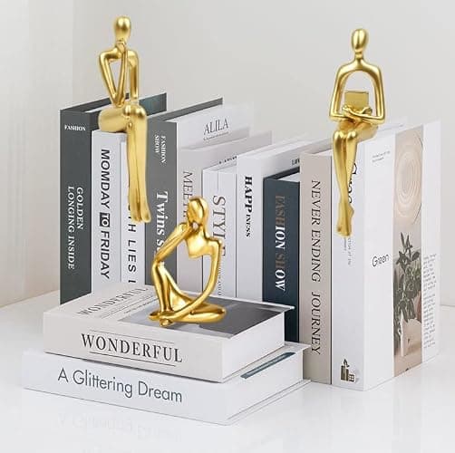 Prettidecor Gold Home Decor Thinker Statue Accents, Set of 3 Thinker Sculptures Office Decor Modern Abstract Resin Decoration on Shelf Table Desk for Living Room Office Bedroom (Large Gold) thumbnail 9