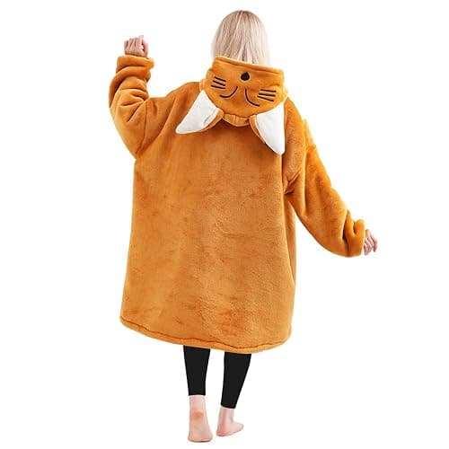 seewavom Sherpa Oversized Fleece Wearable Blanket with Sleeves and Pockets for Adults thumbnail 2