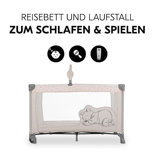 Hauck Reisebett Set Dream`n Play Go inkl. Alvi Reisebett-Matratze & Insektenschutz - Disney - Pooh Rainbow Beige - Beige thumbnail 5
