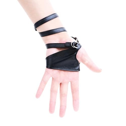JISEN Women Half Palm Fingerless PU Leather Night Bar Band Up Punk Gloves thumbnail 4