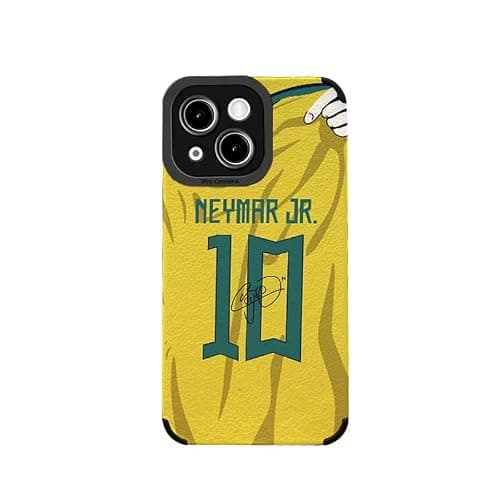 Slrioks Neymar Jersey Phone Case Creative Soccer Case for iPhone 15 Thin Soft Imitation Leather Shockproof - Image 1