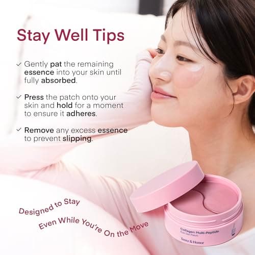 Peptide Collagen Under Eye Patches: Hydrogel Mask for Puffy Eyes, Dark Circles, Wrinkles, Fine Lines & Undereye Bags - Korean Skin Care Deep Hydrating & Firming Eye Treatment Gel Pads, 30 Pairs thumbnail 5