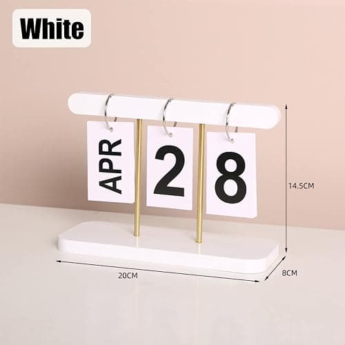 SUPTEC Perpetual Daily Flip Calendar for Desk 2026 Reusable Office Desktop Decor Home Accessories Photography Props (White) thumbnail 2