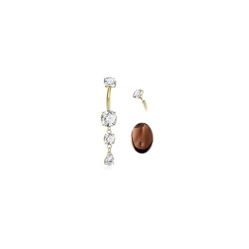 REVOLIA 14G G23 Pure Titanium Dangle Belly Button Ring for Women Teardrop Navel Ring Dangling CZ Belly Ring Internally Threaded Belly Button Piercing Jewelry 10MM - Image 1