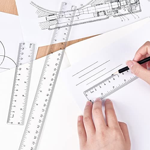 Unjoo Clear Plastic Ruler 6 Inch+12 Inch Straight Ruler, Shatterproof Rulers with Inches and Centimeters for School Classroom, Home, or Office (2pcs) thumbnail 7
