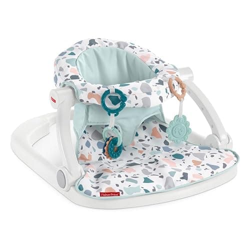 Fisher-Price Portable Baby Chair Sit-Me-Up Floor Seat With Developmental Toys & Machine Washable Seat Pad, Pacific Pebble thumbnail 3