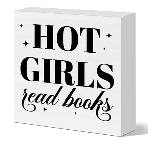 Book Lover Nerd Bookworm Reader Bookish Wooden Box Sign Decor for Home Room Office Bookshelf Desk Decorations, Reader Book Nerd Lover Bookworm Bookish Gifts for Librarian Women, Hot Girls - Image 1
