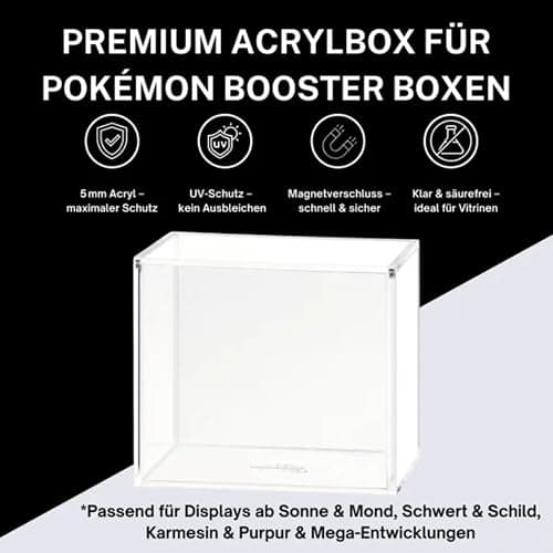 cardcosmos Premium Acryl Aufbewahrungsbox für Pokémon Booster Boxen 5 mm Acryl Case mit UV-Schutz, magnetischem Schnellverschluss, säurefrei und kratzfest – Sichere & stilvolle Präsentation thumbnail 3