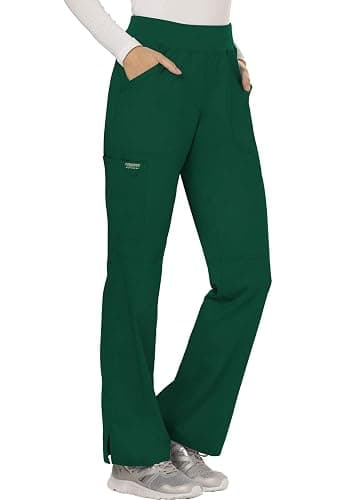 Cherokee Women Scrub Pant with Straight Leg Pull-on Pant Medical Bottom with 4 Pocket & 2-Way Stretch Fabric - WW110 - X-Small Tall - Hunter Green thumbnail 5