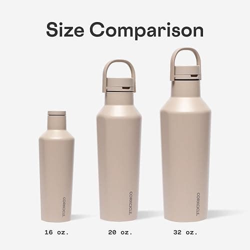Corkcicle Sport Canteen - Keeps Drinks Cold 25 Hours - Stainless Steel Water Bottle - Triple-Insulated - Spill-Proof - Summer Drinkware Gift - Keeps Drinks Ice Cold - 20 oz - Matte Black thumbnail 7