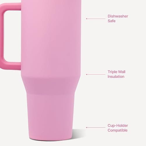HydroJug Traveler 40oz, Insulated Tumbler with Handle & Straw, Petal | Triple wall insulated, flip straw lid, leak-resistant, stainless steel, cup holder friendly, BPA-free, dishwasher safe thumbnail 4