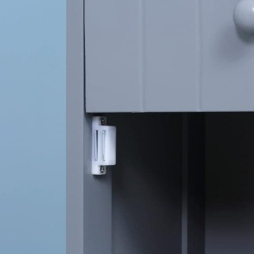 💜HOMCOM Bathroom Storage Cabinet, Free Standing Bathroom Storage Unit, Tall Linen Tower with 3-Tier Shelves and Drawer, Grey thumbnail 8