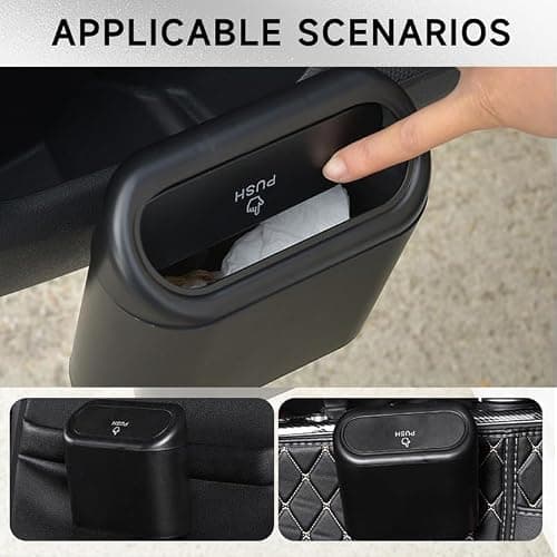 Mini Auto Dustbin Garbage Organizer, Car Trash Can with Lid, Car Garbage Trash Can Storage for Front Back Seat Accessories (1PCS) thumbnail 4