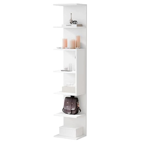 ComfortCove Wall Shelf Bookcase, Wall Mounted Unit, Shelf Units, Floating Shelves, Bookcase, Storage Organizer for Bedroom, Living Room, Bathroom, Kitchen, Office, 7 Tier, White thumbnail 6