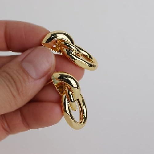 JeanBeau Gold Chunky Statement Drop Dangle Earrings for Women, Trendy Vintage Thick Door Koncker Lightweight Hollow Geometric stud Earring Fashion Jewelry Gift. thumbnail 4