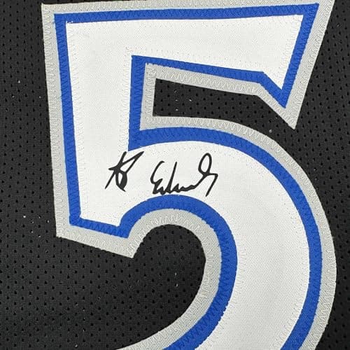 Facsimile Autographed Anthony Edwards Minnesota Black Reprint Laser Auto Basketball Jersey Size Men's XL thumbnail 2
