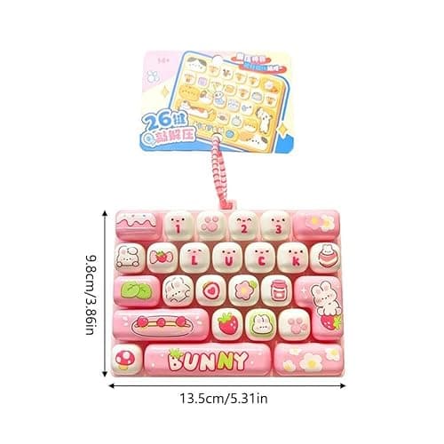 Keyboard Cute Cartoon Frog Clicky Keyboard Fidget Toy, 26-Key Keyboards Clicker Fidget Keychain, Button Stress Relief Finger Clicker Keycap Sensory Toys Bag Decor for Anxiety Decompression Adults thumbnail 3