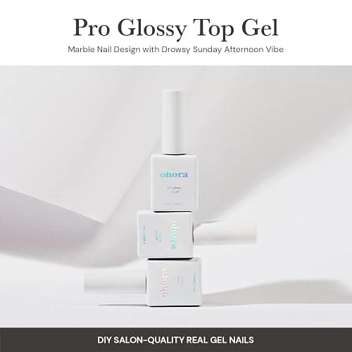 ohora Gel Nail Care (Pro Glossy Top Gel) - Corrects Nail Texture, Easy to Use & Easy to Remove for Semi Cured Gel Nail Strip Application - Professional Salon-Quality for Healthy, Strong Nails - 03. Pro Glossy Top Gel thumbnail 2