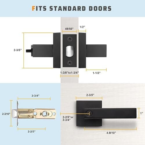 KNOBWELL 6 Pack Door Handles Black, Privacy Door Lever Bed and Bath Leverset Lockset, Left or Right Handing, Matte Black Finish thumbnail 2