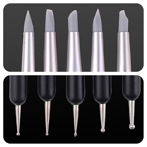 5 Pcs Silicone Nail Art Sculpture Pen with 1 Pcs Dual-Ended Poly Gel Brush Nail Dotting Tool Nail Art DIY Decoration Tool for Home Salon thumbnail 4