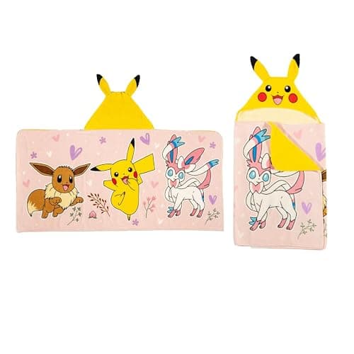 Pokemon Girl Anime Kids Super Soft Bath/Pool/Beach Soft Cotton Terry Hooded Towel Wrap, 24 in x 50 in, (Officially Licensed Product) By Franco - Pink - Pokemon Girl - Image 1