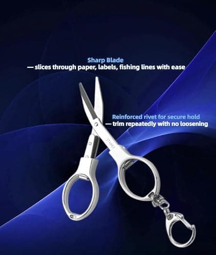 ATIVERE Folding Scissors 2 PCS Foldable Secure TSA Keychain Scissors All Purpose, Stainless Steel Retractable Badge Reel Scissors for Office, Travel, Fishing thumbnail 2