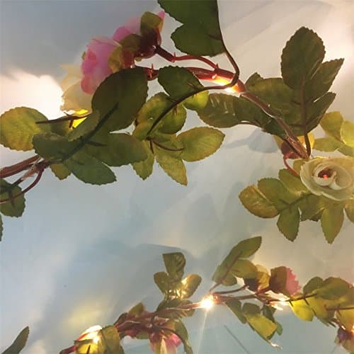 FLCSIed 2 Meter 20 LED Flower Leaf Garland Copper LED Fairy String Lights for Wedding Decoration Party Event with Timer Function (Rose) thumbnail 4