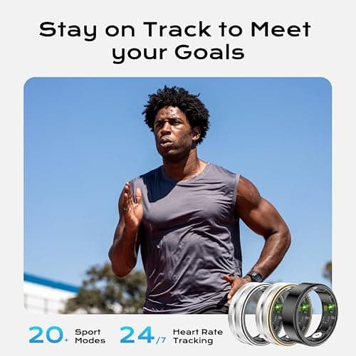 Kuinha Smart Ring for Women Men, Fitness Tracker with Health Metrics Tracking, 20 Sports Modes, IP68 Waterproof Titanium, 7-Day Battery (Black,9#) thumbnail 4