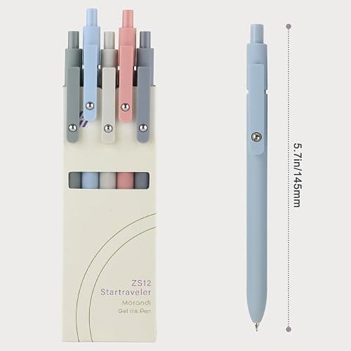 FIOVER Gel Pens, 5pcs 0.5mm Quick Dry Black Ink Fine Point Smooth Writing Pens High-End Series Ballpoint for Office School Supplies(Morandi) - Morandi thumbnail 6