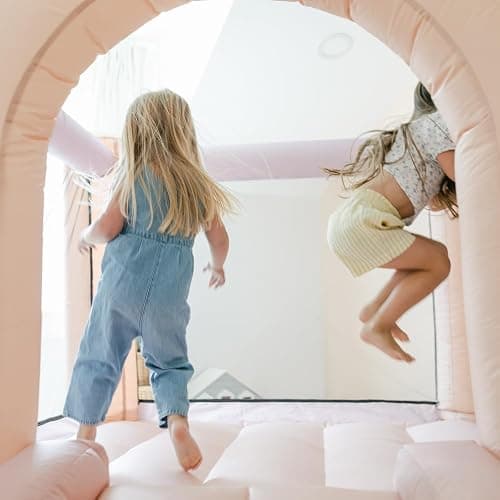 PLAYSMOL Pink Rainbow Inflatable Bounce House with Blower, 8x8 Kids Jumping House for Indoor Outdoor Play, Bouncy Castle, Ages 3-8 thumbnail 13
