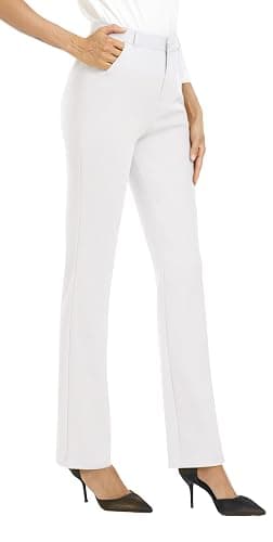iChosy Women's Stretchy Straight Leg Dress Work Pants Business Office Casual Slacks with Pockets - Image 1