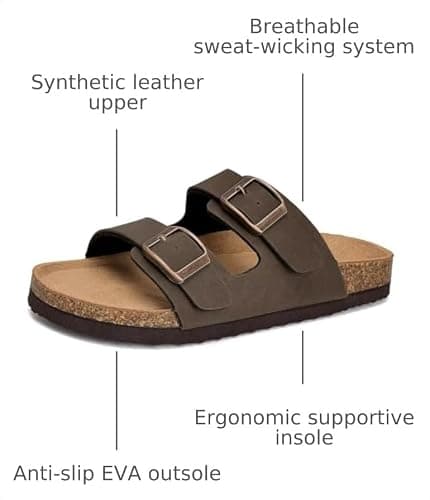 Torotto Kids Sandals Boys Girls Slide Summer Non-slip Cork Glitter Toddler Slippers with Adjustable Straps for Indoor & Outdoor thumbnail 3