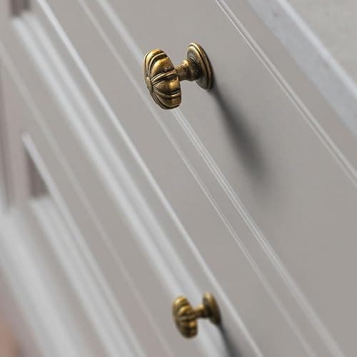 Yanxia Set of 12 Rustic Floral Antique Brass Cabinet Knobs - Elegant Handles Vintage Retro Style Hardware for Kitchen Drawer thumbnail 5
