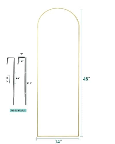 AyeWish Door Mirror, Full Length Over The Door, 14'' x 48'' Hanging Mirror, Large Arched Mirror,Hanging/Leaning, Home Decor- Gold - Gold - 48"L x 14"W thumbnail 2