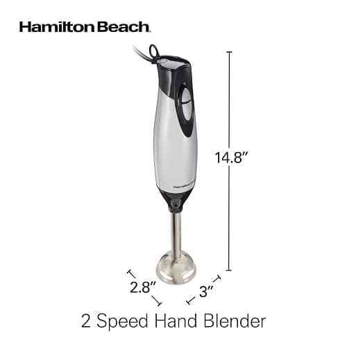 Hamilton Beach 4-in-1 Electric Immersion Hand Blender with Handheld Blending Stick, Whisk + 3-Cup Food & Vegetable Chopper Bowl, 2-Speeds, 225 Watts, Silver and Stainless Steel (59765) thumbnail 2