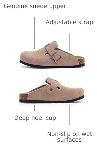 Asgard Genuine Suede Clogs for Women Men Leather Mules Arch Support Potato Shoes with Comfort Cork Footbed thumbnail 3