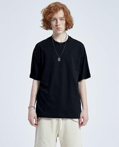 Mens Oversized T-Shirts Fashion Loose Fit Crewneck Tshirt Streetwear Heavyweight Short Sleeve Tee Shirt Gym Workout Tops thumbnail 2