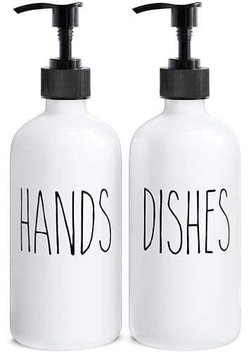 MOMEEMO Soap Dispenser Set 2 Pack, Contains Dish and Hand Soap Dispenser. (White) - Image 1