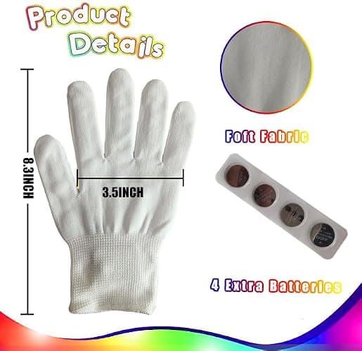 COLEDRE Kids Toys 12 Colors LED Gloves Cool Toys Gifts for Age 5-7 8-12 Years Old Boys Girls Stocking Stuffers Kids Teens Christmas Halloween Costumes Light Up Gloves Birthday Parties Gifts (1 Pair M) thumbnail 7