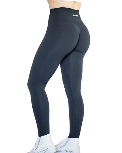 AUROLA Workout Leggings for Women Seamless Scrunch Tights Tummy Control Gym Fitness Girl Sport Active Yoga Pants - Intensify - Medium - Black Marl thumbnail 5